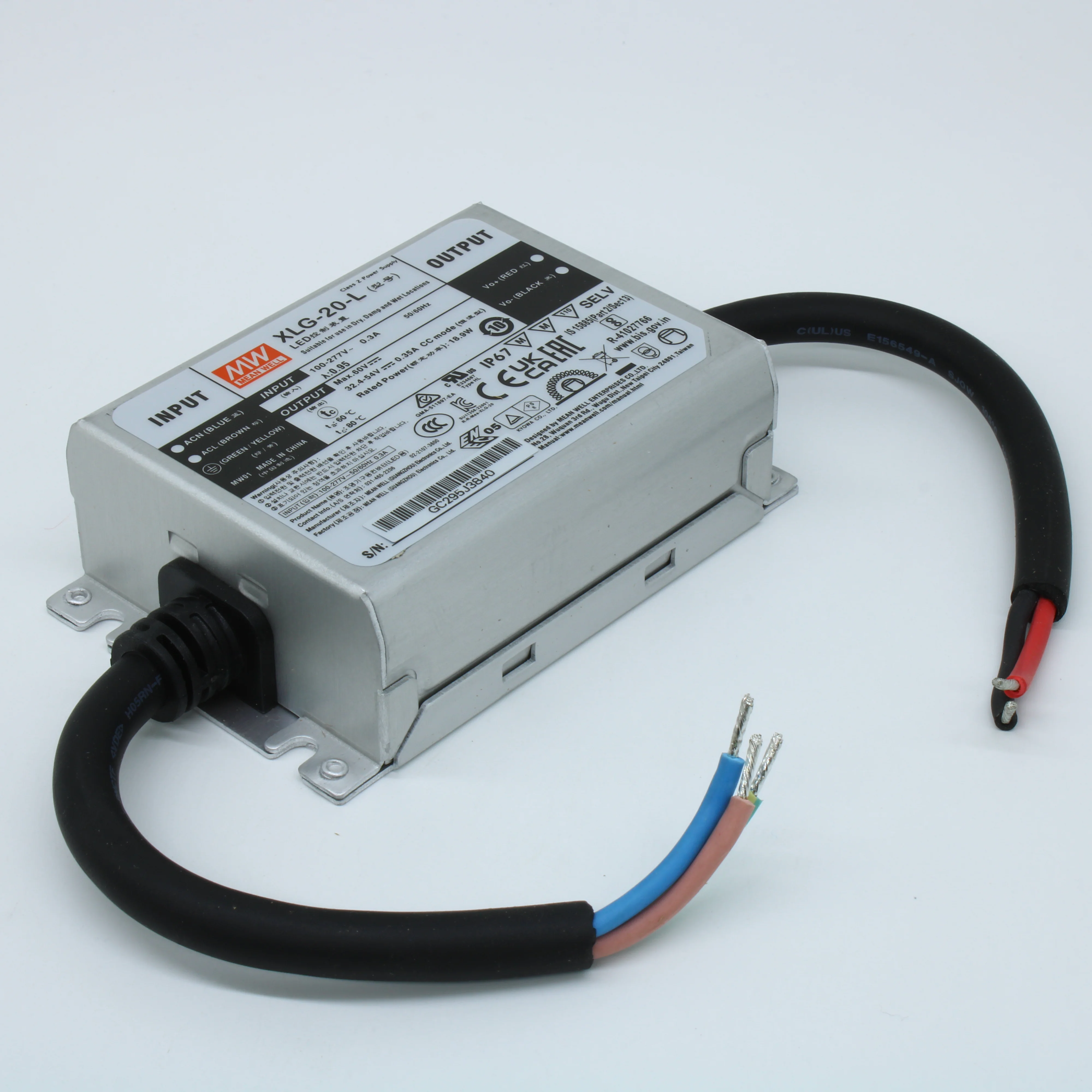 XLG-20-L - AC/DC LED, 32.4-54В,0.35А,18.9Вт,IP67 блок питания для светодиодного освещения