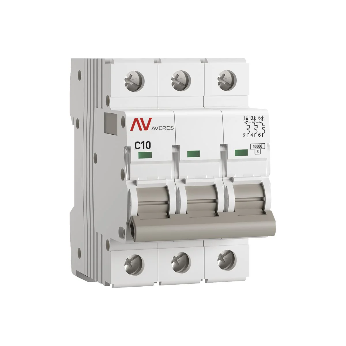 mcb10-3-10C-av Выключатель автоматический AV-10 3P 10A (C) 10kA EKF AVERES(кр.1шт)