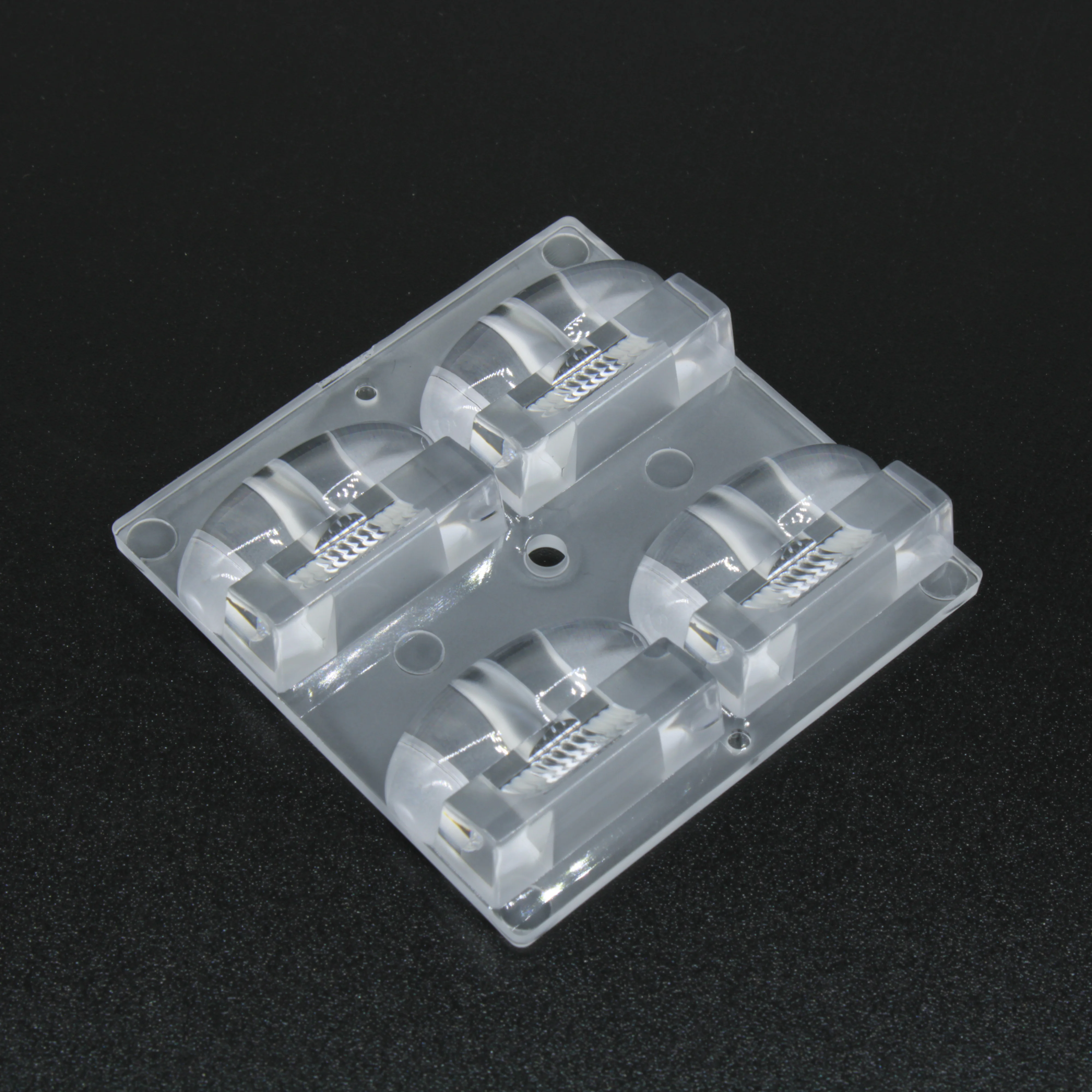 ALST50D4LED5050T2M-L - Групповая квадратная линза 2x2 на 4 светодиода 5050/3535 эфф=89% диаграмма T2M-L (long distance), 50x50mm, PC