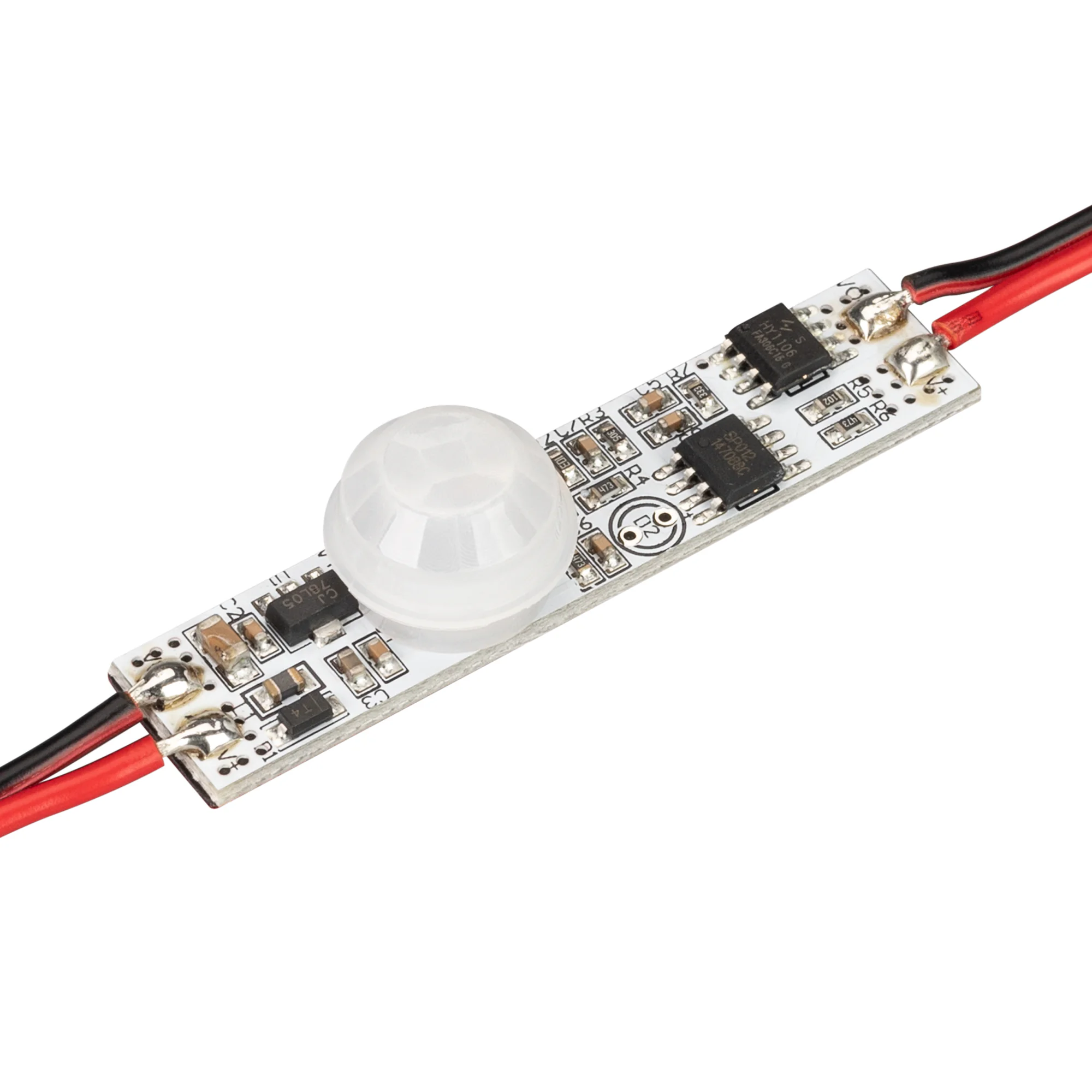 ИК-выключатель SMART-MOTION (12-24V, 1х3А, 50x11mm) 031623 - ИК-выключатель, встраиваемый в профиль, реагирует на движение. При улавливании движения - включение и выключение света. При пропадании движения - отключение света через ~30сек. Зона срабатывания