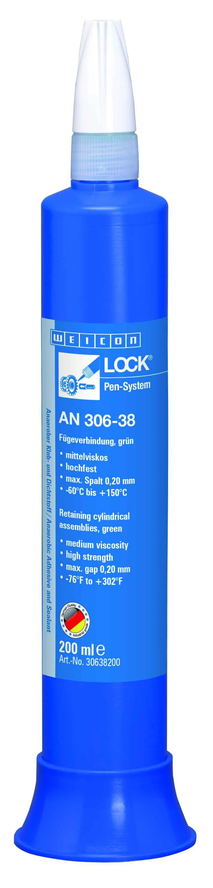 wcn30638200 - 10020027 WEICONLOCK AN 306-38 Фиксатор цилиндрических узлов (200 мл) средняя вязкость, высокая сила фиксации,