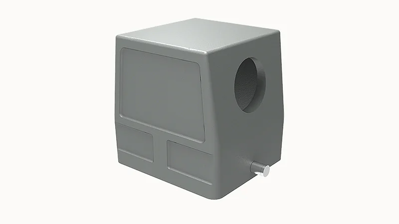 Крышка разъема D32B-SE-2g-M40 - Крышка разъема на кабель, типоразмер 32B, стандартное исполнение, без уплотнителя, 1 отверстие с резьбой для кабельных вводов M40x1,5, с боковым расположением, без защелки (упоры под одну защелку), материал корпуса: алюмини
