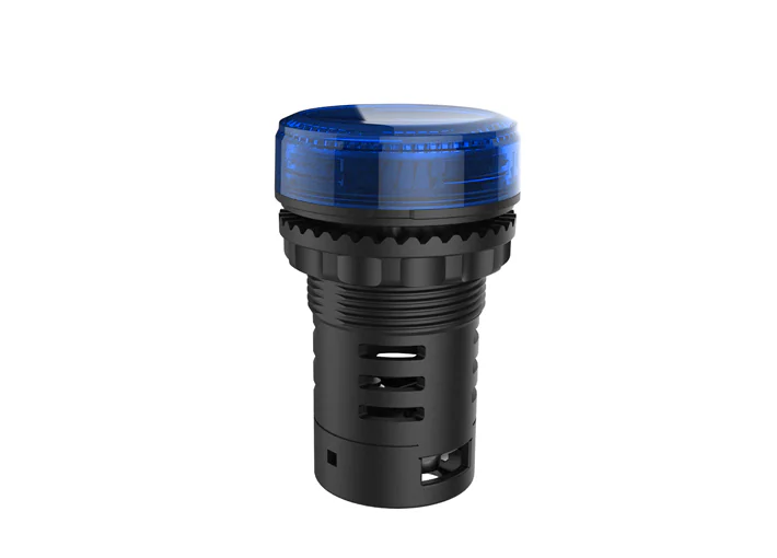 Индикатор (синий) TS2011-3AJ40 - Индикатор, тип F1, LED AC 380V, пластиковое переднее кольцо, диаметр головки индикатора 29,5 мм, диаметр посадочного отверстия: 22 мм, цвет: синий