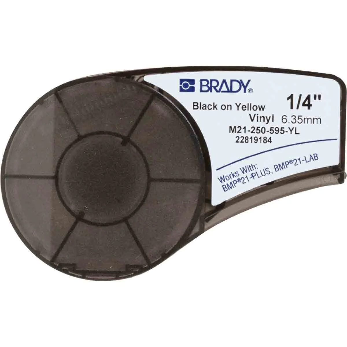 brd139745 - M21-250-595-YL лента 6.35 мм/6.4 м, винил, черный на желтом