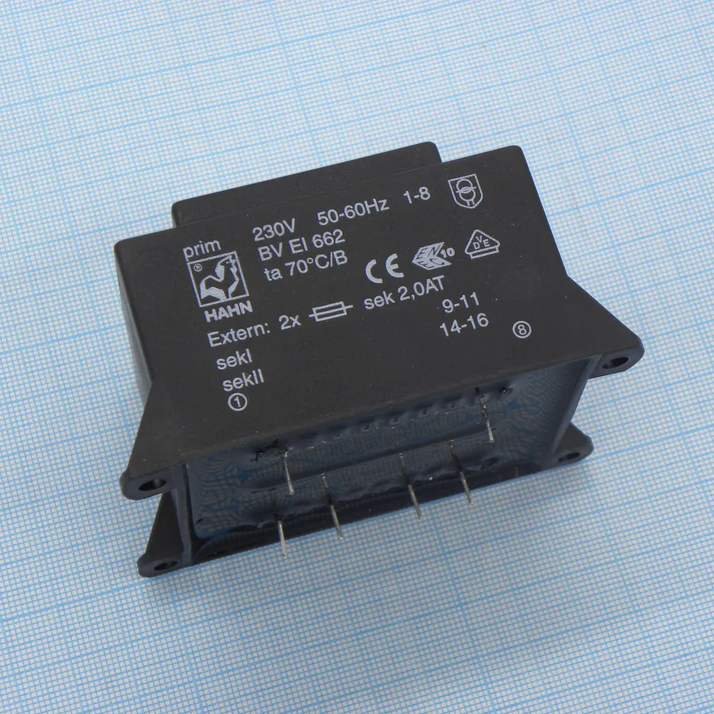BV EI 662 1095 - Трансформатор питания 33ВА  230В 2x15В   2x1100мА 70/B (34)
