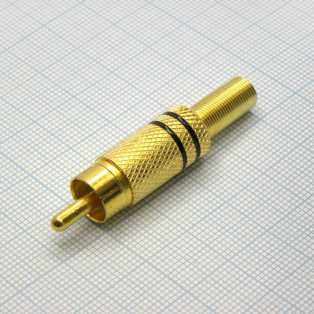 RCA Gold штырь с хв. RG59 - RCA штекер кабельный, разъем типа "тюльпан"