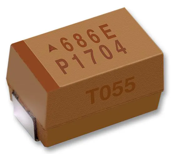 TPME687M006R0023 - Конденсатор танталовый твердотельный 680мкФ 6.3В E корпус ±20% (7.3 X 4.3 X 4.1мм) выводы внутрь для поверхностного монтажа 7343-43 0.023Ом 125°C лента на катушке