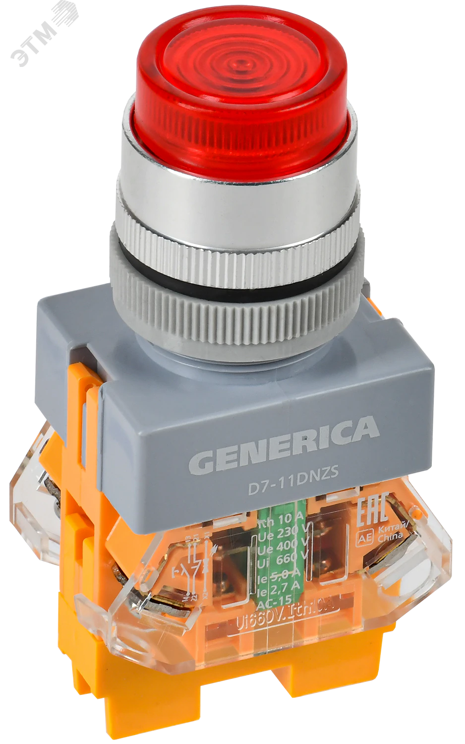 Кнопка D7-11DNZS d=22мм 1з+1р с подсв. и фикс. кр. GENERICA BBT50-11DNZS-3-11-K04-G