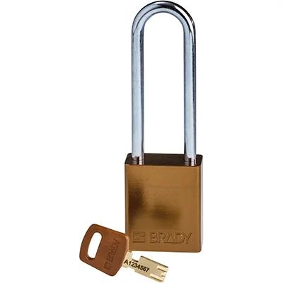 gws150284 - Замок SafeKey алюминиевый со стальной дужкой, высота дужки – 76 мм, диаметр дужки – 6.4 мм, алюминиевый корпус, размеры корпуса – 46х38х19 мм, цвет – коричневый, 1 шт/упак