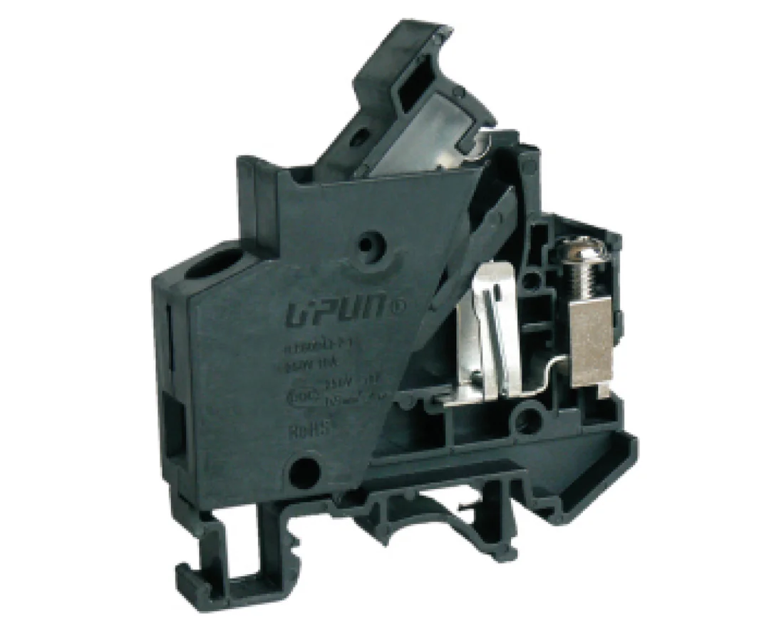 Барьерная клемма UTD-4RDX250 - Предохранительная барьерная клемма, 6X25, с LED 250V, тип фиксации провода: винтовой, номинальное сечение: 4 мм кв., до 10A, 250V, ширина: 14,2 мм, цвет: черный, тип монтажа: DIN 35