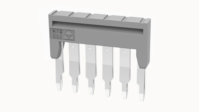 Марк.  полоска ZB3.5-10P-19-57Z(H) - Соединительная перемычка, втычная, изолированная, 6 полюсов, для серий клемм: DS1.5, шириной 3,5 мм, цвет: серый