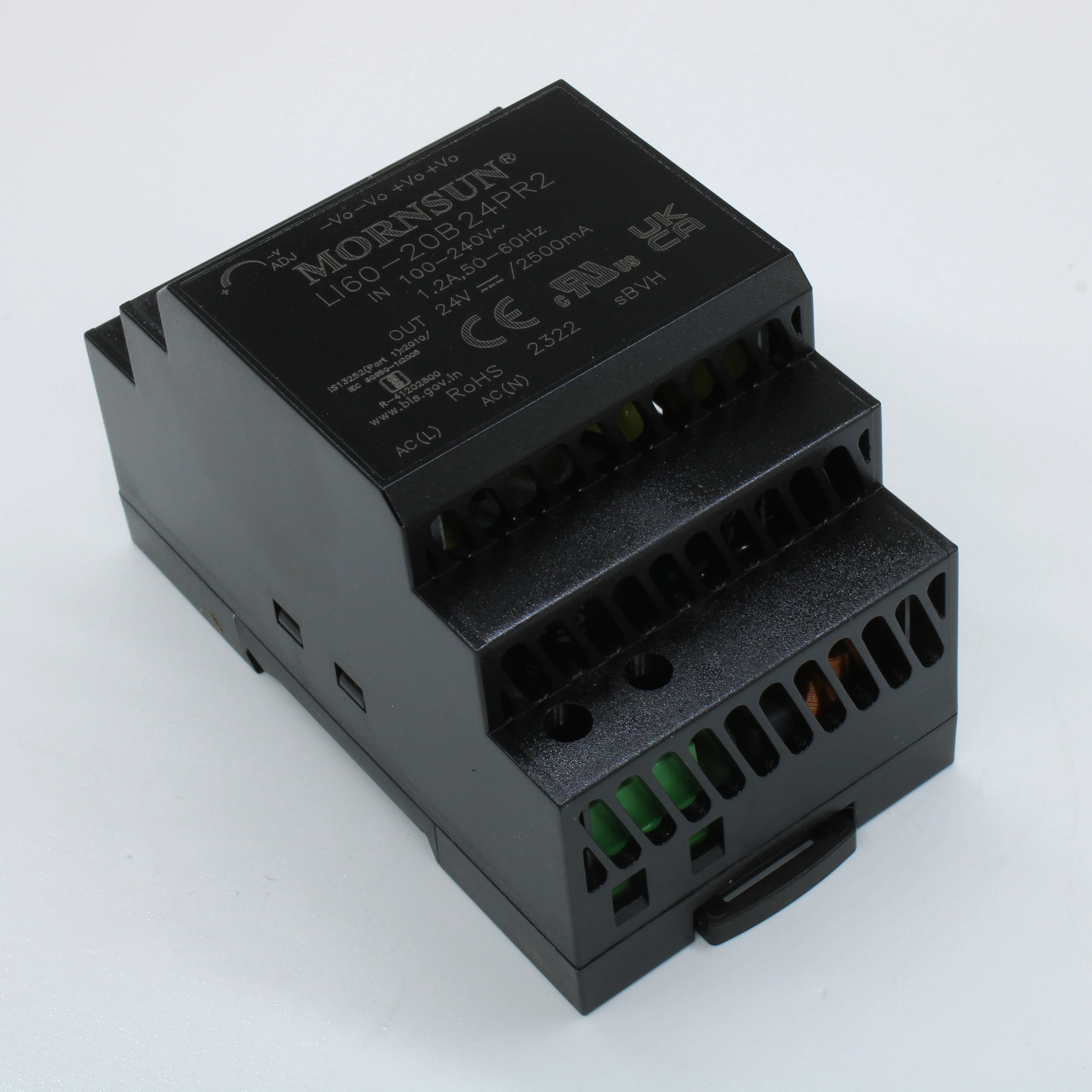 LI60-20B24PR2 - Преобразователь AC-DC на DIN-рейку 60Вт, выход 24В/2.5A, вход 85…264V AC, 47…63Гц изоляция 4000В AC -40…+70°С