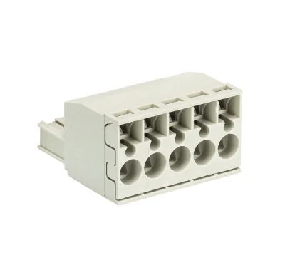 Розетка Wiecon 8113 BFK / 5 TOP K OB - Розеточный разъем, угловой, на кабель, шаг 5 мм, 5 полюсов, номинальное сечение: 2,5 мм кв., пружинная фиксация провода, 400V, 12А, без маркировки, цвет: серый, серия 8113 BFK