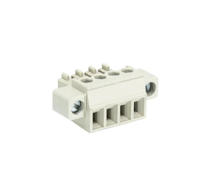 Розетка Wiecon 8813 B / 4 F OB - Розеточный разъем, угловой, на кабель, с монтажными фланцами, шаг 3,81 мм, 4 полюса, номинальное сечение: 1,5 мм кв., винтовая фиксация провода, 250V, 8А, без маркировки, цвет: серый, серия 8813 B