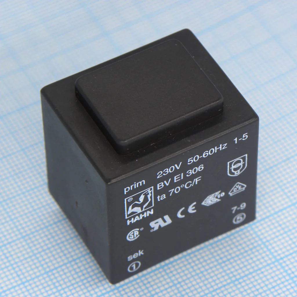 BV EI 306 2066 - Трансформатор питания 2.6ВА 230В 2x9В 2x145мА ta 70 C/F (EI 30/23)33.8мм