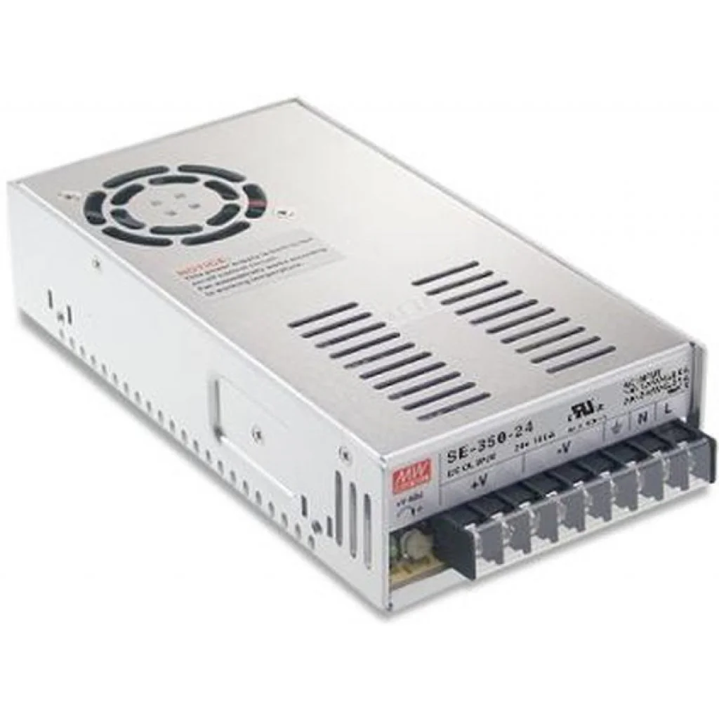 NES-350-24 - AC-DC, 350Вт,  выход 24В/14.6A, рег. вых 22…27.6В, вход 90…132В AC/180…264В AC, 254…373В DC, изоляция 3000В AC, в кожухе 215х115х50мм, -20…+60°С