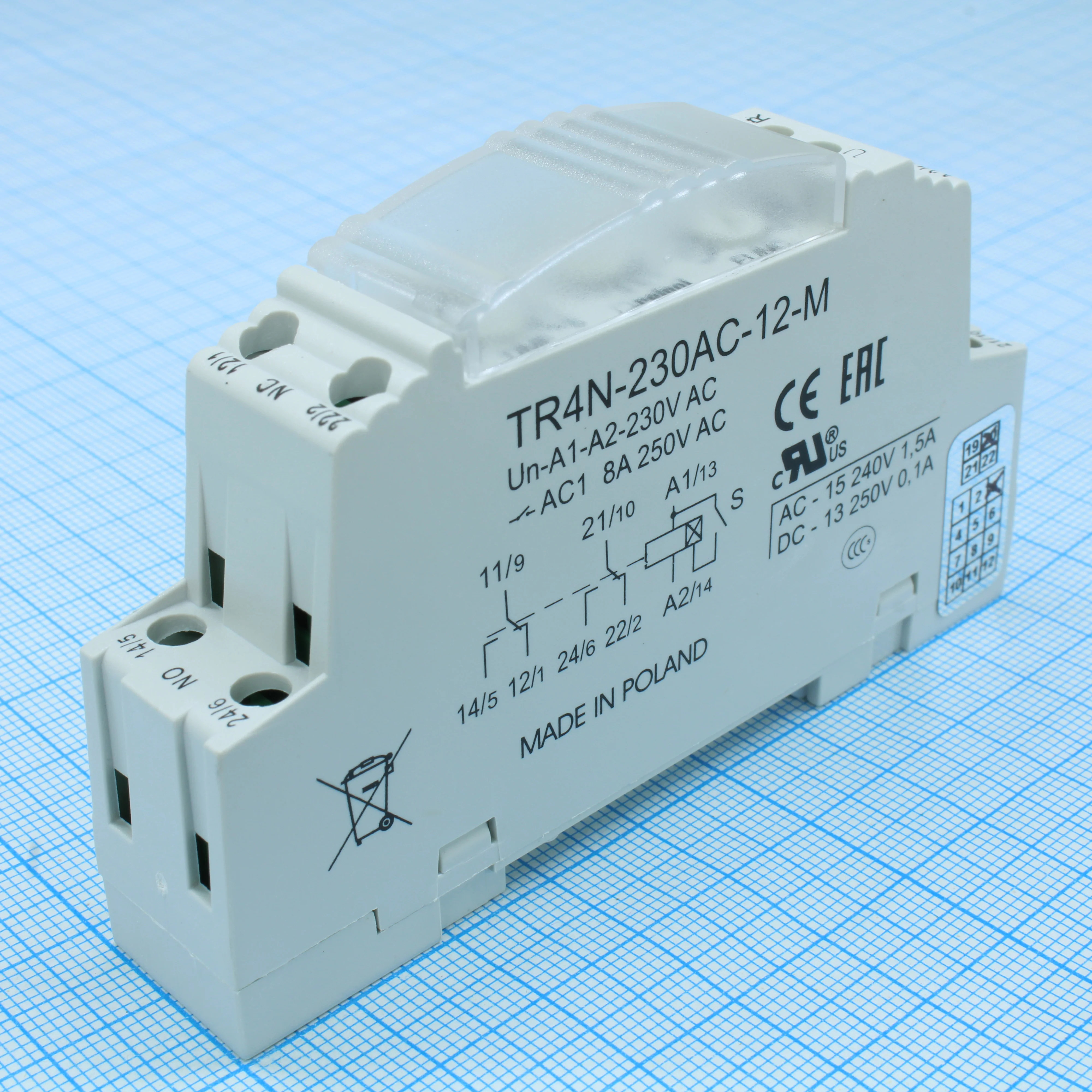 TR4N-230AC-12-M - Реле времени переменного тока 230VAC 8А две группы на замыкание