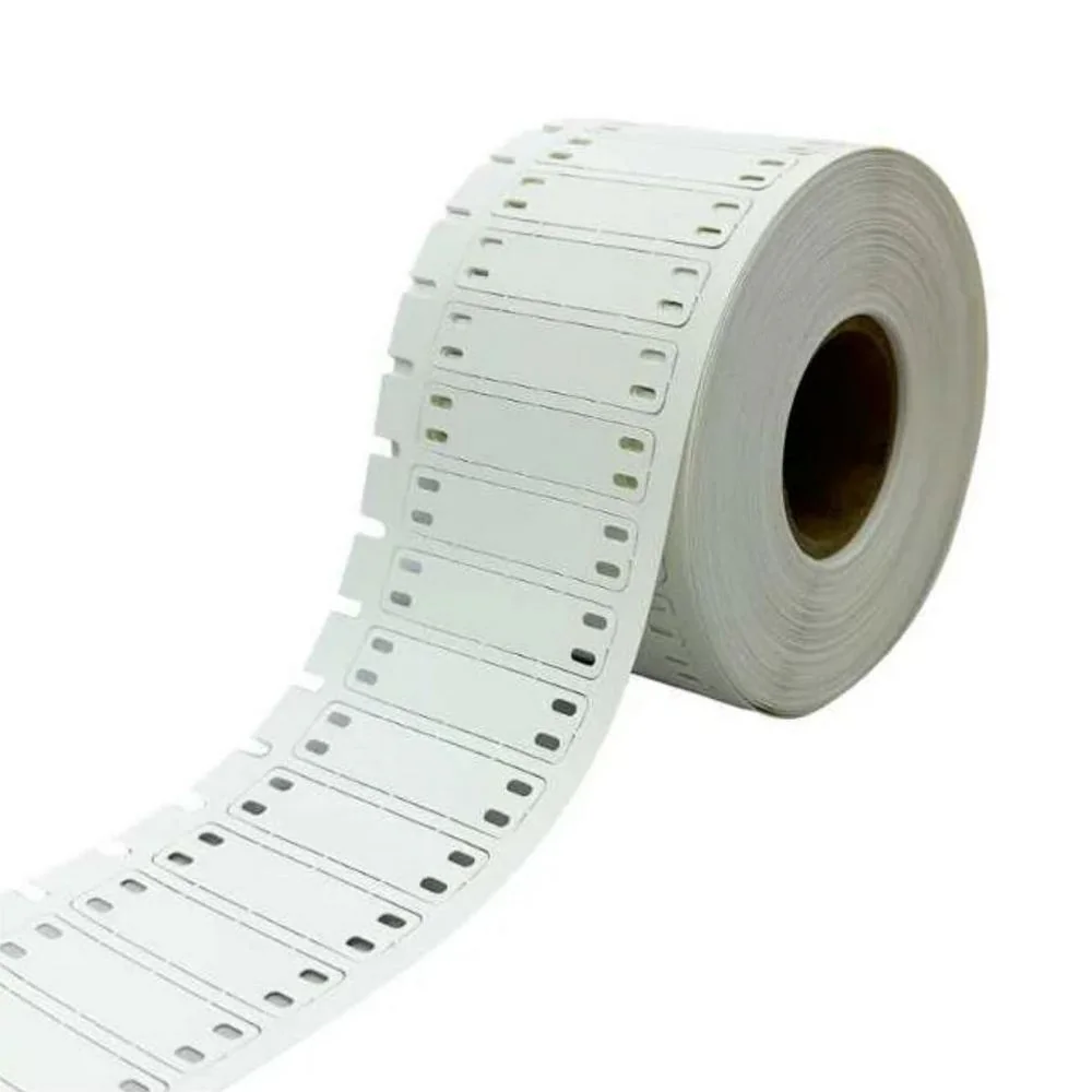 umpTPT40001 - THT-40-50x12 бирки ЮМП под 2 хомута, материал - полиэстер, покрытие - матовое, размер - 50х12 мм, цвет - белый, 2000 шт. в рулоне