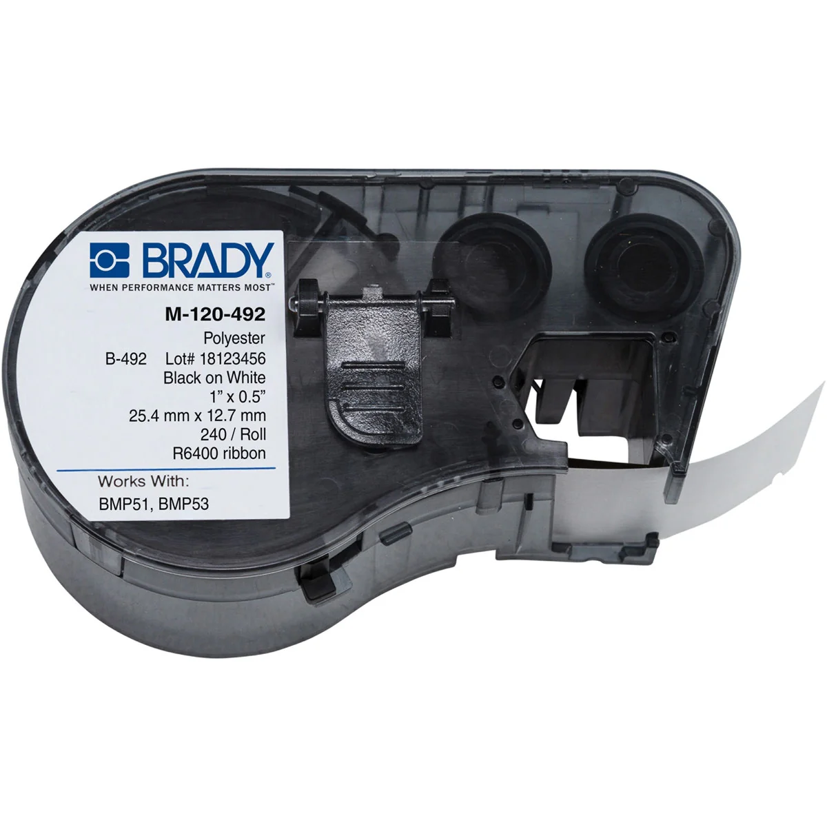 brd170894 - M5-120-492 этикетки, материал В-492, 25.4х12.7мм, круглая диаметр 9.53мм, полиэстер белый (FreezerBondz), 240 шт. в упак.(BMP51, M510, M511)
