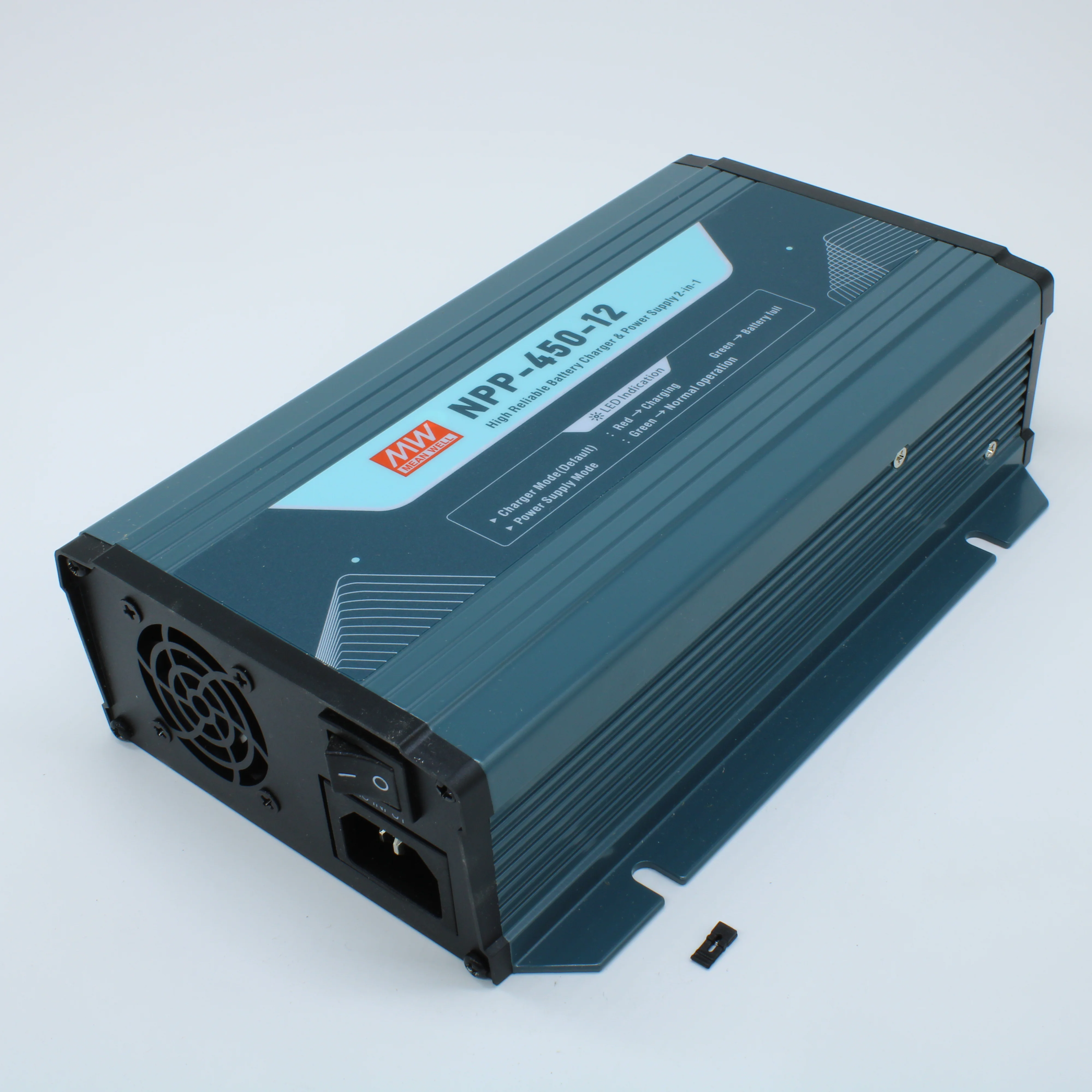 NPP-450-12 - AC/DC + зарядное устройство, 14.4V/12.5…25A, рег.вых=10.5…21В, вход 90…264VA C, 47…63Гц /127…370В DC, изоляция 3000В AC, PFC, для свинцовых (обслуживаемых, гелевых, AGM), 3 стадии заряда, 205*135*55мм, -30…+70°С