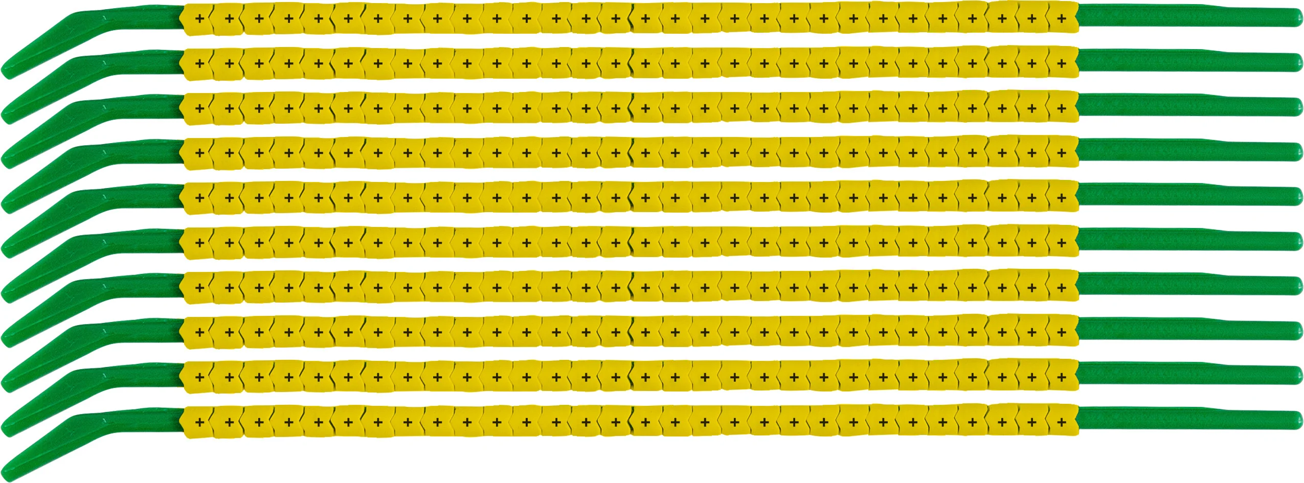brd333187 - SCNG-09-PLUS клипсы жёлтые, 300шт/упак, для провода 2,5-3,0мм диаметра, легенда + (плюс)