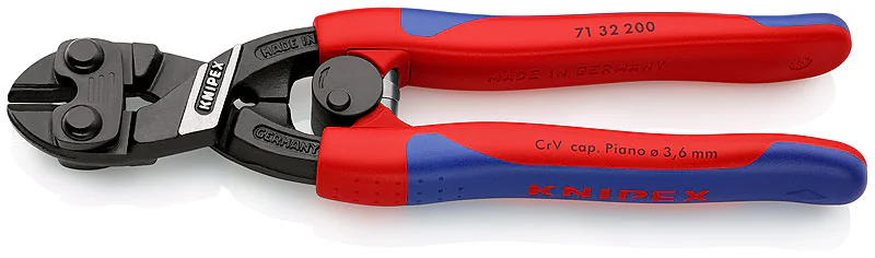 Болторез KN-7132200 - Компактный болторез CoBolt® с выемкой на кромках, с улучшенной режущей способностью, прецизионные режущие кромки для мягкой и твердой проволоки, а также рояльной струны, длина 200мм, пружина, двухкомпонентные рукоятки