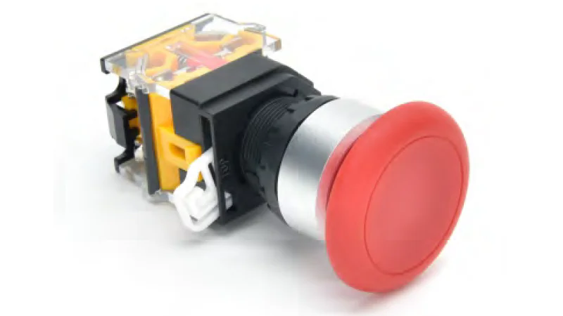 Кнопка  DT22M-ML11/WH - Кнопка управления в сборе, с блокировкой, 24 - 380VAC / DC, 0,6 - 10A, без подсветки, грибок, белый, диаметр отверстия: 22 мм, металлическая обойма кнопки