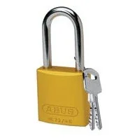 gws814075 - Замки алюминиевые стандартные, алюминиевая дужка, высота дужки – 38 мм, диаметр дужки – 6.5 мм, алюминиевый корпус, размеры корпуса – 40х38х19 мм, цвет – желтый, 6 шт/упак