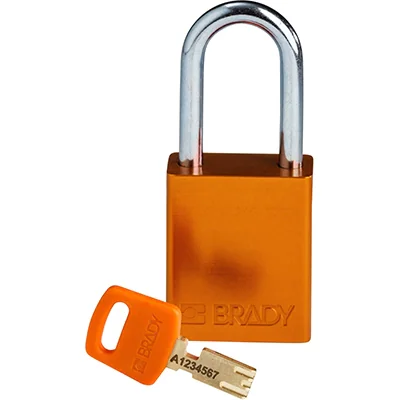 gws150263 - Замок SafeKey алюминиевый со стальной дужкой, высота дужки – 38 мм, диаметр дужки – 6.4 мм, алюминиевый корпус, размеры корпуса – 46х38х19 мм, цвет – оранжевый, 1 шт/упак