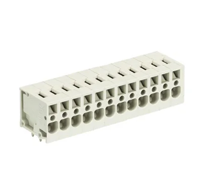 Клемма Wiecon 8158 / 12 TOP H OB - Клемма на печатную плату, подвод кабеля сбоку, 12 полюсов, шаг: 5,00 мм, пружинная фиксация провода, без маркировки, 300V, 16А, цвет: серый, серия 8158 TOP V/H