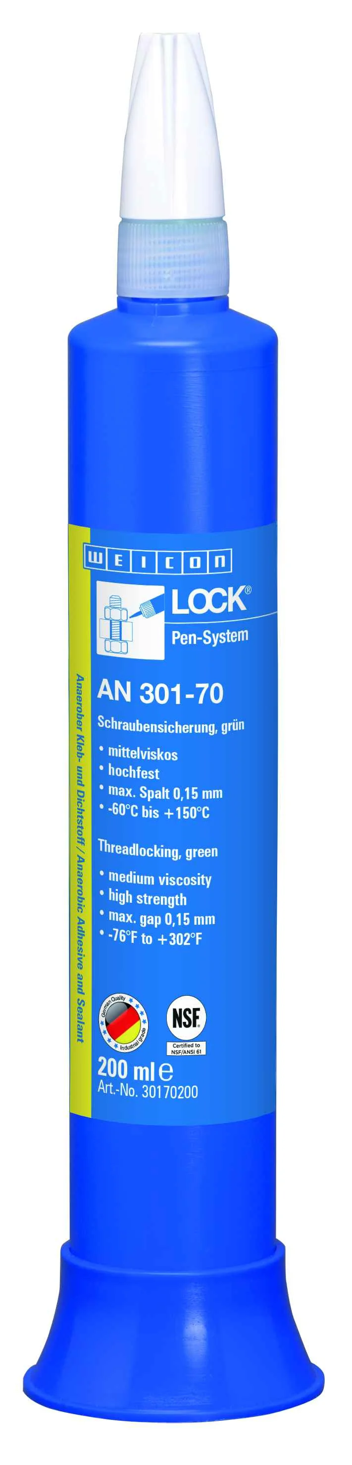 wcn30170200 - 10026827 WEICONLOCK AN 301-70 Фиксатор резьбы (200 мл) разрешен к применению в пищевой и фармацевтической про