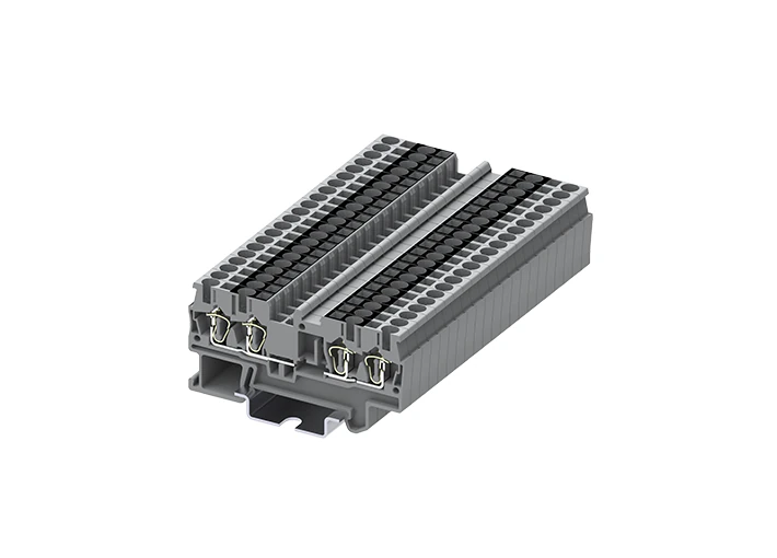 Проходная клемма TC2.5-2X2-GY - Проходная клемма, с разрывом цепи, 2X2 точки подключения, тип фиксации провода: пружинный, номинальное сечение: 2,5 мм кв., 24A, 800V, ширина: 5,2 мм, цвет: серый, тип монтажа: DIN 35