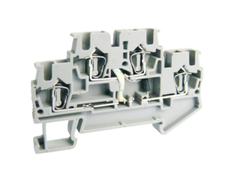 Этажная клемма UJ5-2.5/2-2DX60 - Этажная клемма, с диодом, с LED 60V, тип фиксации провода: пружинный, номинальное сечение: 2,5 мм кв., 26A, 500V, ширина: 5,2 мм, цвет: серый, тип монтажа: DIN 35