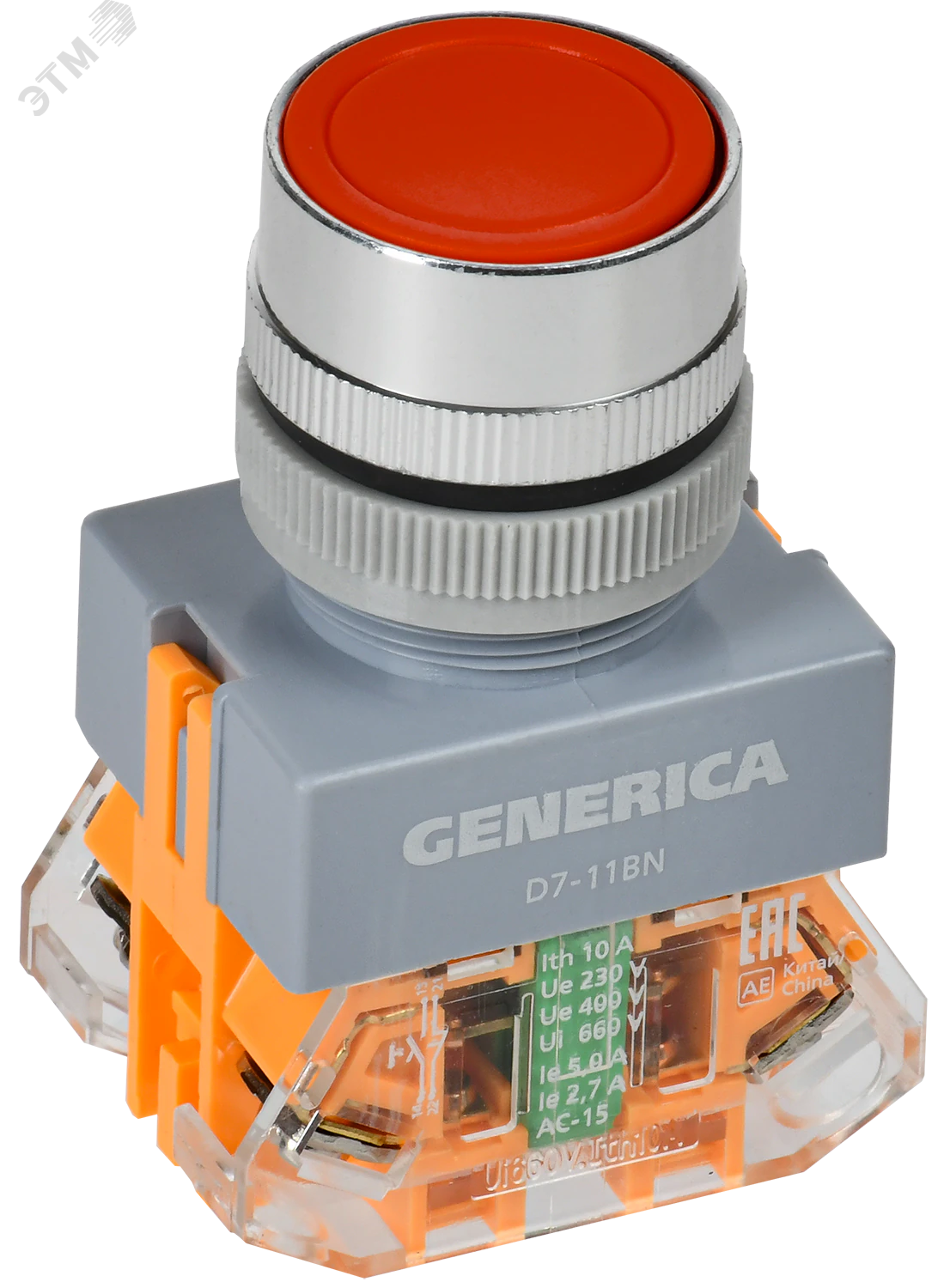 Кнопка D7-11BN d=22мм 1з+1р кр. GENERICA BBT50-11BN-3-22-K04-G