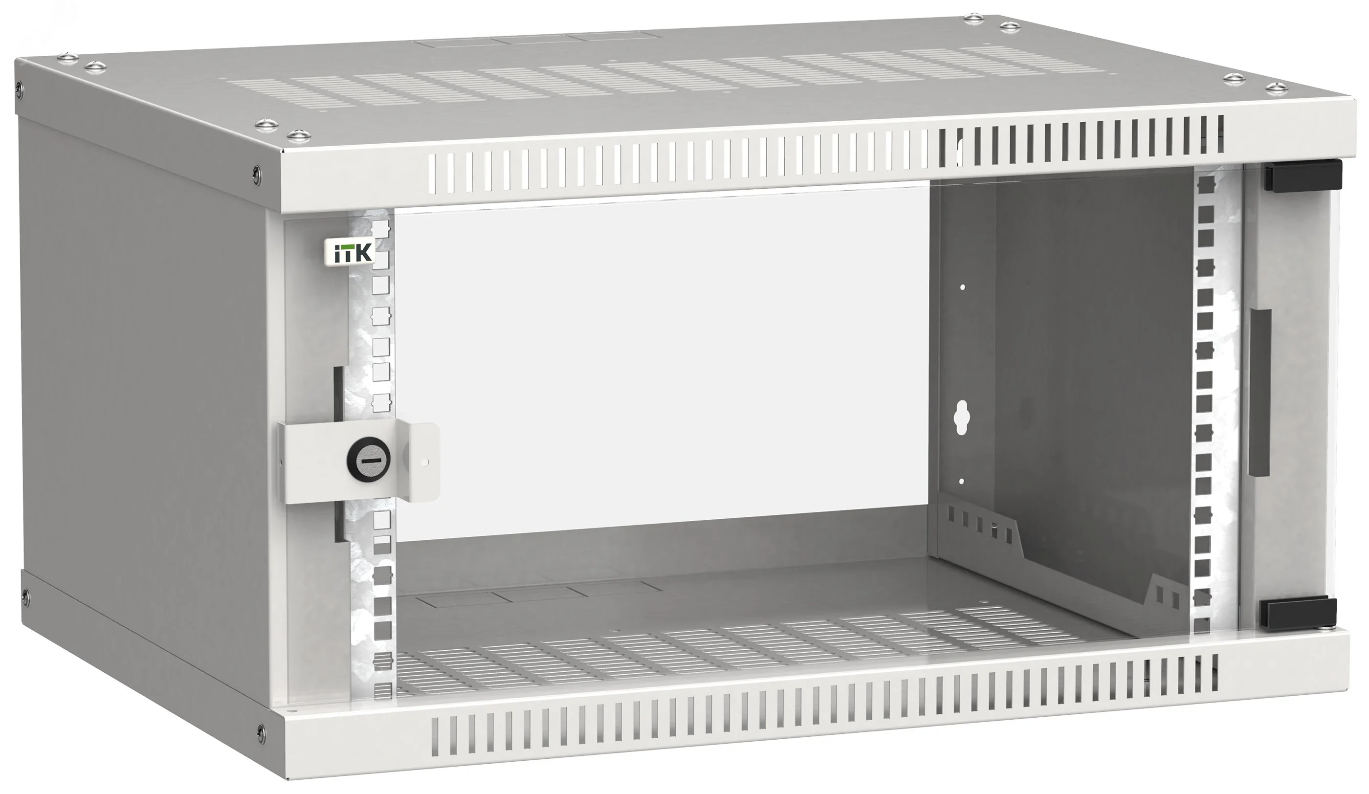 Шкаф LINEA WE 6U 600x450мм дверь стекло серый LWE3-06U64-GF