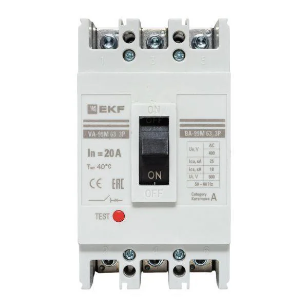 Выключатель автоматический 3п 63/20А 25кА ВА-99М PROxima mccb99-63-20m