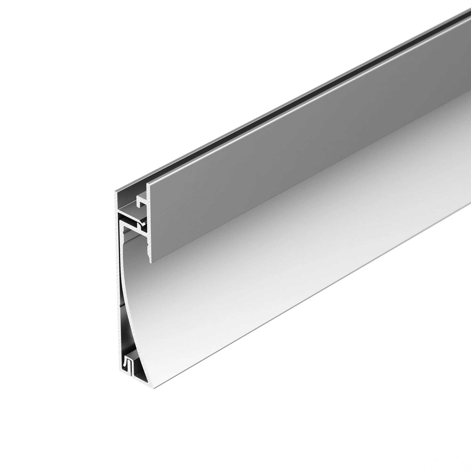 Профиль PLINTUS-H58-F-2000 ANOD 046391 - Алюминиевый анодированный встраиваемый двухкомпонентный профиль-плинтус для светодиодных лент и линеек. Габаритные размеры (LхWхH): 2000x12,20x58,30 мм. Ширина площадки для ленты 8 мм. Аксессуары приобретаются отде