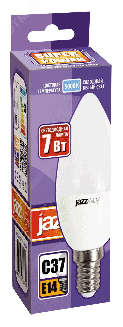 Лампа светодиодная PLED-SP 7Вт C37 свеча 5000К холод. бел. E14 560лм 230В 1027832-2