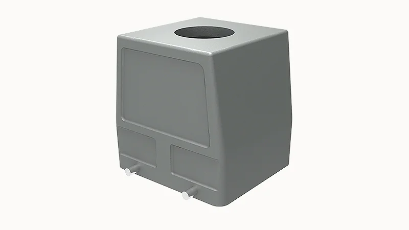 Крышка разъема D32B-TE-4g-M50 - Крышка разъема на кабель, типоразмер 32B, стандартное исполнение, без уплотнителя, 1 отверстие с резьбой для кабельных вводов M50x1,5, с верхним расположением, без защелок (упоры для двух защелок), материал корпуса: алюмини