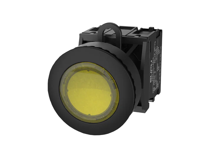 Кнопка выпуклая (желтая) TS2533-0BM30-R20 - Кнопка круглая выпуклая, без блокировки, LED AC/DC 24V, утопленное пластиковое переднее кольцо, с плавным нажатием, с контактной группой 2NO, диаметр головки кнопки 36 мм, диаметр посадочного отверстия: 22 мм, ц