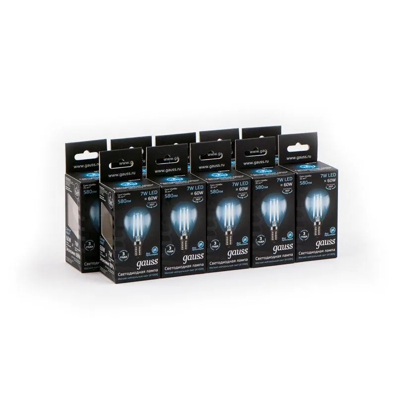 Лампа светодиодная филаментная Black Filament 7Вт P45 шар 4100К нейтр. бел. E14 580лм 105801207