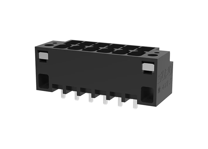 Вилочный разъем на плату MC-DPT3.5V09-F-BK-2000 - Вилочный разъем, вертикальный, 2 этажа, на плату, шаг: 3.5 мм, 9х2 полюсов, фиксация на плате пайкой, исполнение: с монтажными фланцами, 160V, 8A, цвет: черный