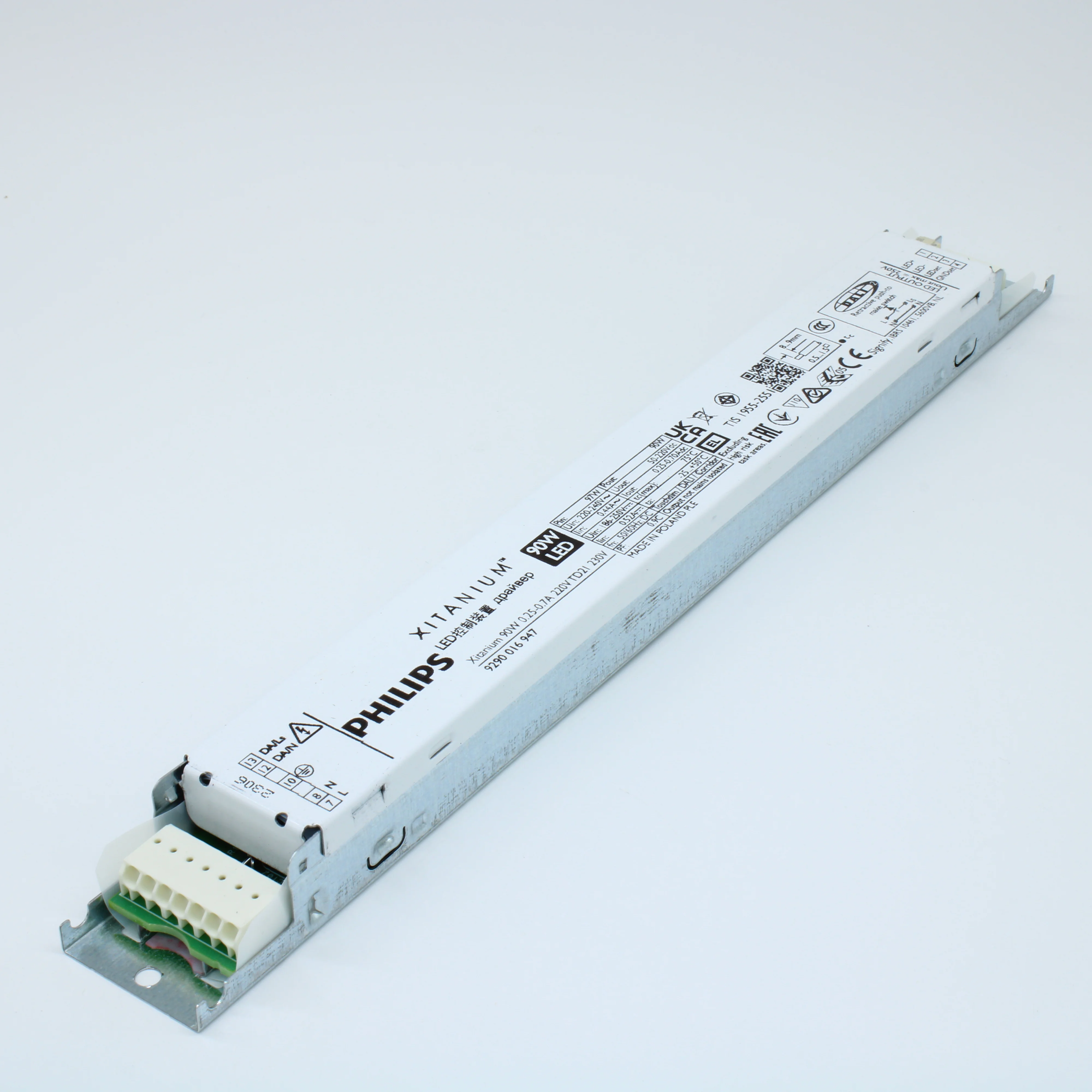 XITANIUM 90W 0.25-0.7A 220V TD21 230V - AC-DC, 90Вт, ККМ, стабилизация тока, вход  198…264В AC/186…250В DC, 47,5…63Гц, выход (0.25А) 0.25...0.7А/ 50...220В DC, в корпусе 280x30x21мм, Programmable, LEDset, Touch & Dim,  DALI, DCemDim