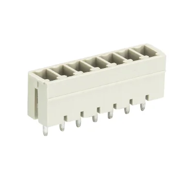 Вилка Wiecon 8813 S / 7 G - Вилочный разъем, вертикальный, на плату, шаг 3,81 мм, 7 полюсов, фиксация на плате пайкой, 250V, 8А, без маркировки, цвет: серый, серия 8813 S G