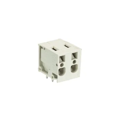 Клемма Wiecon 8358 / 2 TOP H OB - Клемма на печатную плату, подвод кабеля сбоку, 2 полюса, шаг: 7,50 мм, пружинная фиксация провода, без маркировки, 300V, 16А, цвет: серый, серия 8358 TOP V/H