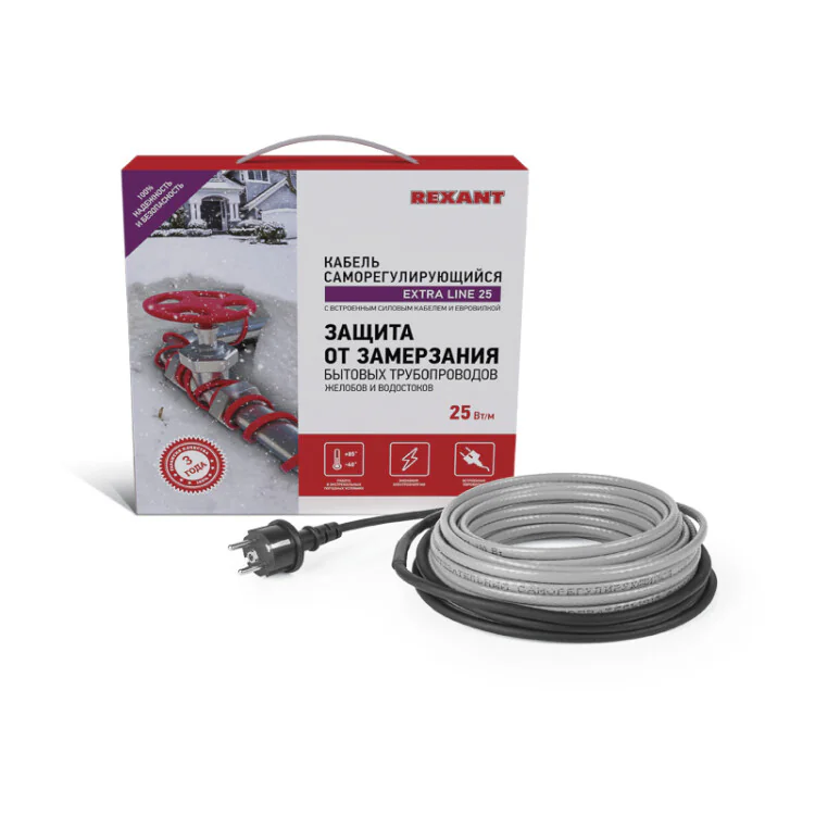 Кабель греющий саморегулирующийся Extra Line 25MSR-PB, на трубу, 25м/625Вт 51-0648
