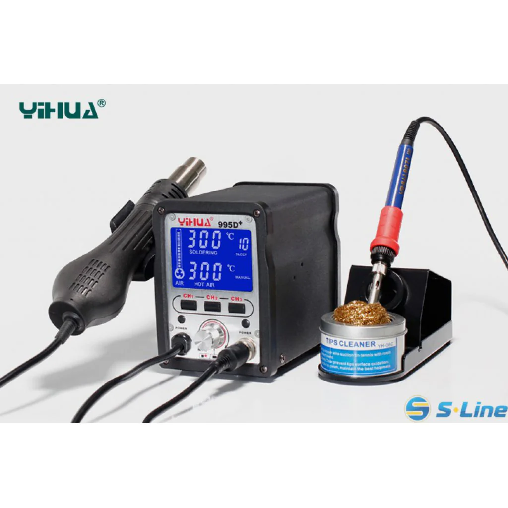 YIHUA 995D+ - Термовоздушная паяльная станция с программируемыми режимами работы. Предназначена для пайки и демонтажа большинства электронных компонентов.