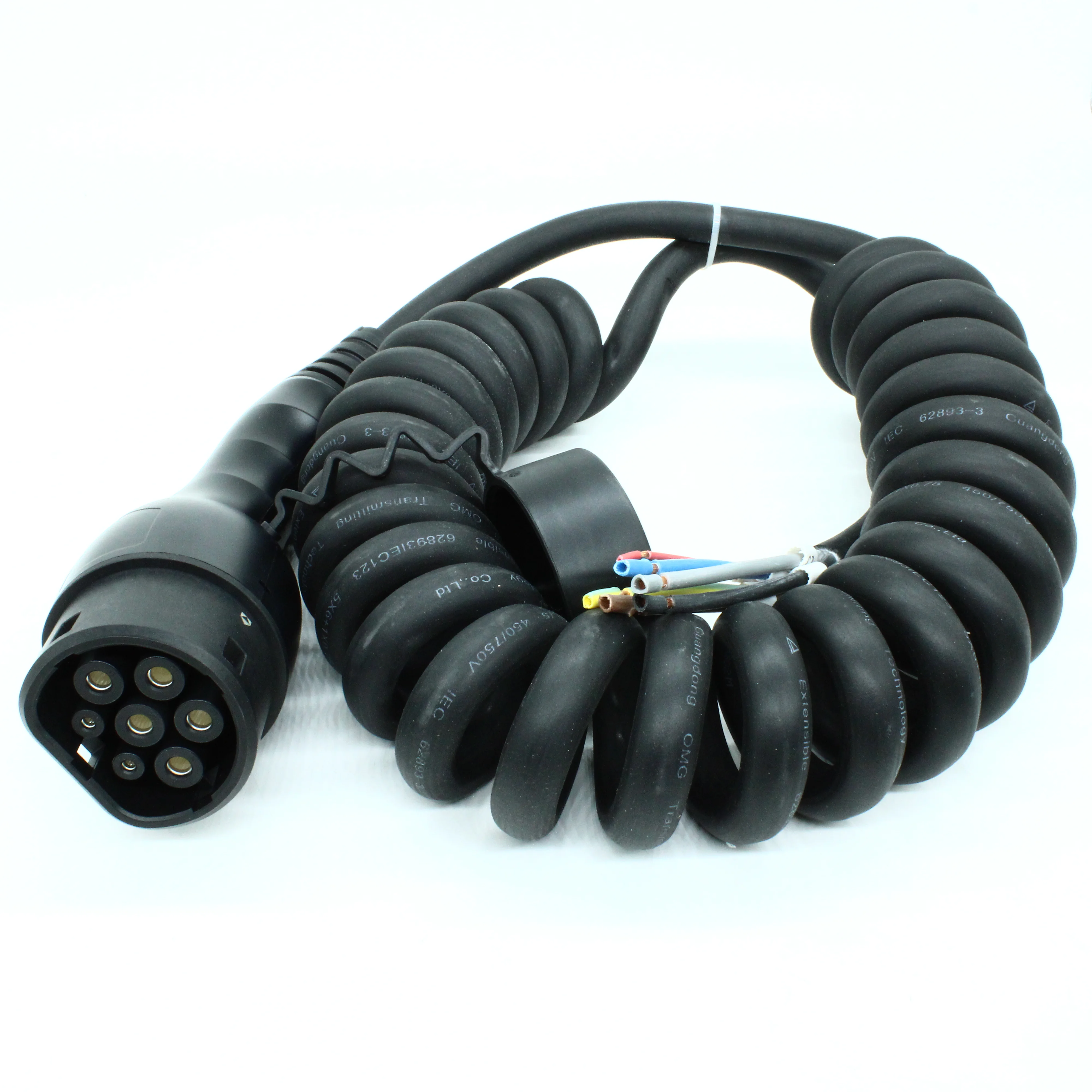 MEAC-T-032A-V1-03-5.0M-41A(H) - Зарядный кабель для электромобиля Type2 питание 3 фазы, ток 32А, витой шнур 5м