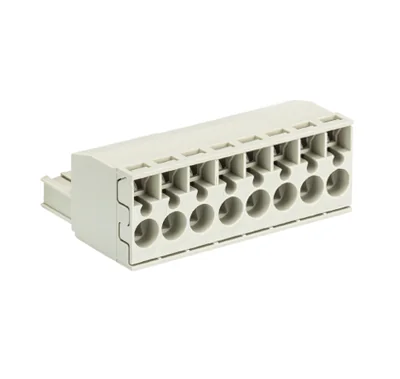 Розетка Wiecon 8213 BFK / 8 TOP K OB - Розеточный разъем, угловой, на кабель, шаг 5,08 мм, 8 полюсов, номинальное сечение: 2,5 мм кв., пружинная фиксация провода, 400V, 12А, без маркировки, цвет: серый, серия 8213 BFK