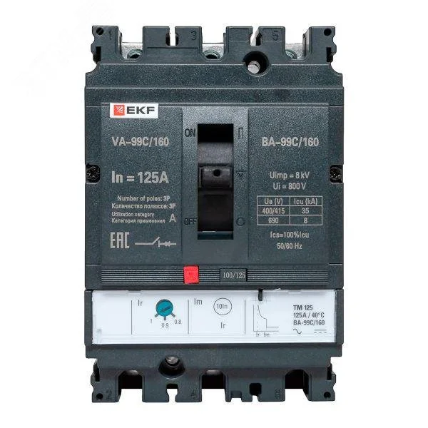 Выключатель автоматический 3п 160/125А 36кА ВА-99C Compact NS PROxima mccb99C-160-125